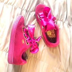 Puma Suede Heart Satin Bow Sneakers
